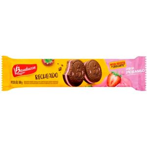 Biscoito Recheado Bauducco Chocolate Recheio Morango 108g