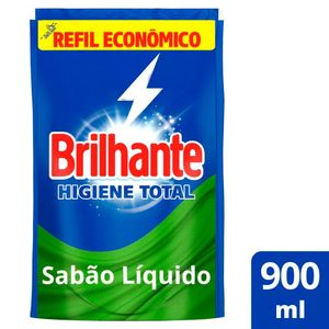 Lava Roupas Líquido Brilhante Higiene Total Roupas Brancas e Coloridas Sachê 900ml Refil Econômico