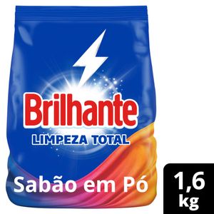 Lava-Roupas Brilhante Limpeza Total Pó Roupas Brancas e Coloridas Pacote 1.6Kg