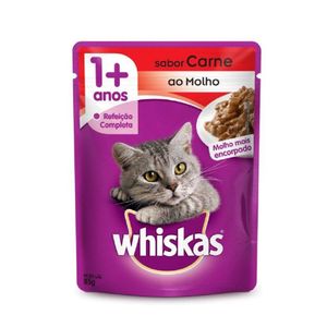 Alimento p/ Gatos Whiskas Adultos 1+ Carne ao Molho Sachê 85g