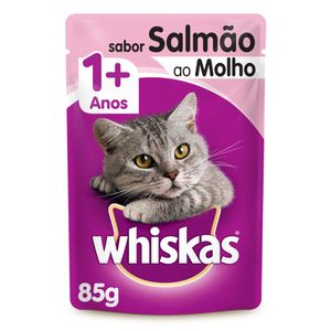 Alimento p/ Gatos Whiskas Adultos 1+ Salmão ao Molho Sachê 85g
