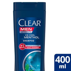 Shampoo Clear Men Anticaspa Ice Cool Menthol Frasco 400ml