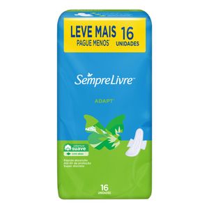Absorvente Sempre Livre Adapt Cobertura Suave c/ Abas c/ 16 Unid Leve + Pague -