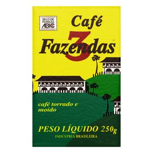 Café 3 Fazendas Torrado e Moído A Vácuo Pacote 250g