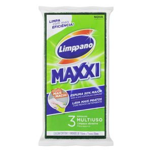 Esponja Multiuso Limpanno Maxxi Limpeza Abrasiva c/ 3 Unid