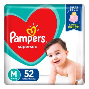 Fralda Descartável Pampers Supersec M c/ 52 Unid