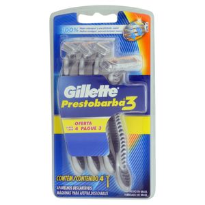 Aparelho p/ Barbear Gillette Prestobarba3 Leve 4 Pague 3 Unid