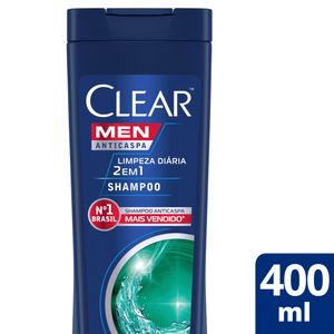 Shampoo Anticaspa Clear Men Limpeza Diária 2 em 1 400ml