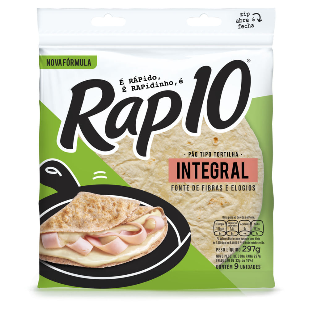 Pão Tortilha Rap10 Pullman Integral 330g | Mercantil Atacado