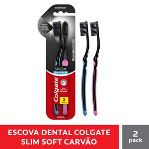 Escova Dental Colgate Slim Soft Macia Carvão Rock in Rio c/ 2 Unid