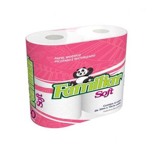 Papel Higiênico Soft Familiar Folha Simples 30m c/ 4 Unid