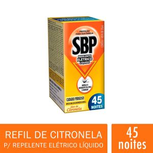 Inseticida Líquido Sbp Elétrico Óleo de Citronela 45 Noites Caixa 32.9ml