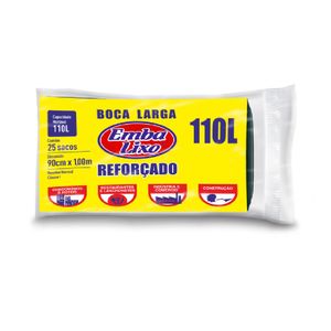 Saco p/ Lixo Embalixo Boca Larga 110l c/ 25 Unid