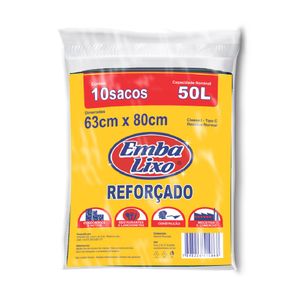 Saco p/ Lixo Embalixo Almofada Reforçado 50l c/ 10 Unid