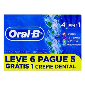 Creme Dental Oral-B 4 em 1 Menta Fresca Leve 6 Pague 5 Unid de 70g