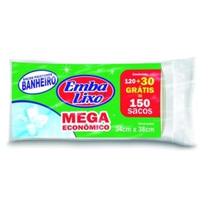 Saco p/ Lixo Embalixo Banheiro Mega Econômico Leve 150 Pague 120 Unid