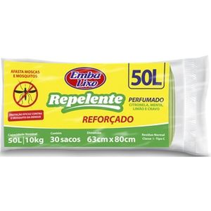 Saco p/ Lixo Embalixo Repelente 50L c/ 30 Unid