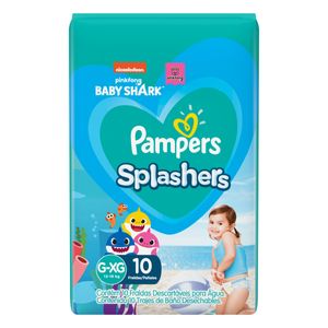 Fralda Descartável Pampers Splasher p/ Água G/Xg c/ 10 Unid