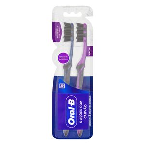 Escova Dental Oral-B 5 Ações c/ Carvão c/ 2 Unid