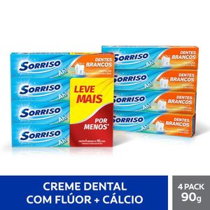 Creme Dental Sorriso Dentes Brancos c/ 4 Unid 90g Cada Leve + Pague -