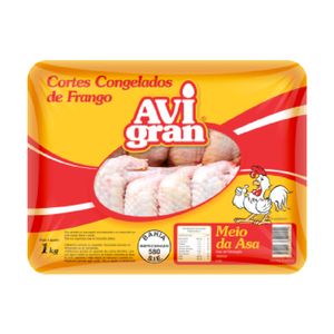 Meio da Asa de Frango Avigran Bandeja Congelada 1Kg