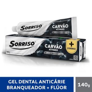 Gel Dental Sorriso Carvão Ativado Anticárie Branqueador + Flúor 140g +Econômico