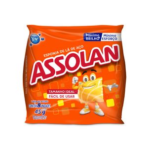 Lã de Aço Assolan Máximo Brilho/Mínimo Esforço 45g c/ 8 Unid