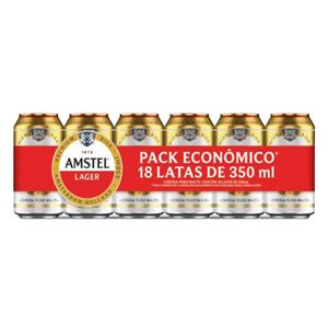 Cerveja Amstel Lager Puro Malte Lata 350ml c/ 18 unid