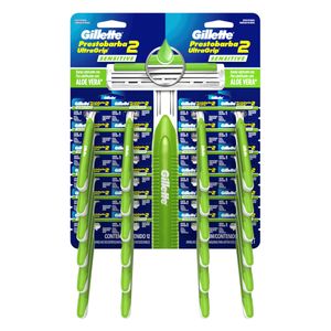 Aparelho p/ Barbear Gillette Prestobarba2 Ultra Grip Sensitive c/ 2 Unid