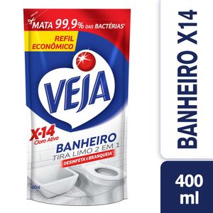 Desinfetante Veja Banheiro X-14 Cloro Ativo Refil Econômico 400ml