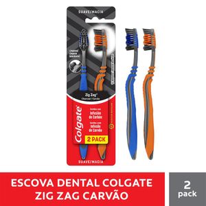 Escova Dental Colgate Macia Zig Zag Infusão de Carvão c/ 2 Unid