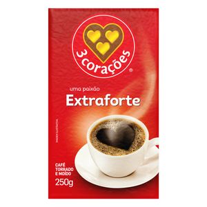 Café 3 Corações Torrado e Moído a Vácuo Extraforte Pacote 250g