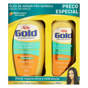 Kit Niely Gold de Shampoo Pós Química 275ml + Condicionador Pós Química 175ml