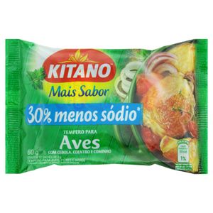 Tempero em Pó Kitano p/ Aves Cebola, Coentro e Cominho Mais Sabor Pacote 60g c/ 12 Unid