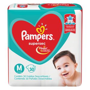 Fralda Descartável Pampers Supersec M c/ 30 tiras