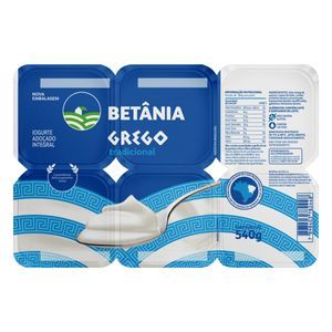 Iogurte Grego Betânia Tradicional Bandeja 540g c/ 6 Unid