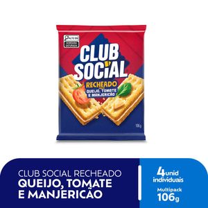 Biscoito Club Social Recheio Queijo/Tomate e Manjericão Pacote 26.5g c/ 4 Unid