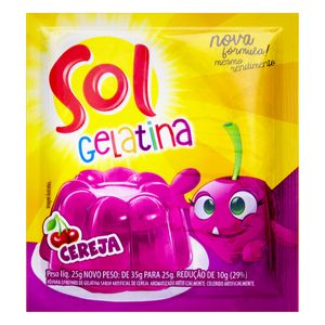 Gelatina em Pó Sol Cereja Sachê 25g