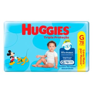 Fralda Huggies Hiper Tripla Proteção G c/ 78 Unid