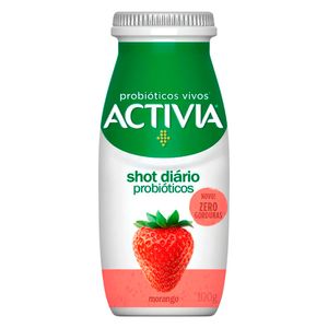 Leite Fermentado Activia Morango Zero Lactose Shot Diário Frasco 100g