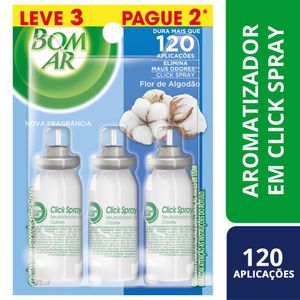 Neutralizador de Odores Bom Ar Flor de Algodão Click Spray Blister 12ml Leve 3 Pague 2 Unid