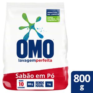 Lava Roupas em Pó Omo Lavagem Perfeita Pacote 800g