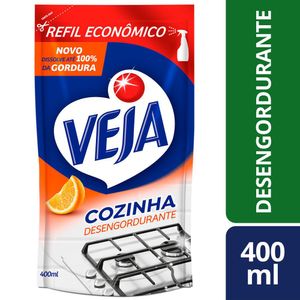 Limpador Desengordurante Veja Cozinha Laranja Sachê 400ml Refil Econômico