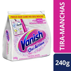 Tira Manchas em Pó Vanish Oxi Action Crystal White Roupas Brancas 240g Refil Econômico