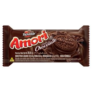 Biscoito Recheado Richester Amori Chocolate Recheio Chocolate Pacote 35.6g