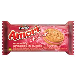 Biscoito Recheado Richester Amori Morango Pacote 35.6g