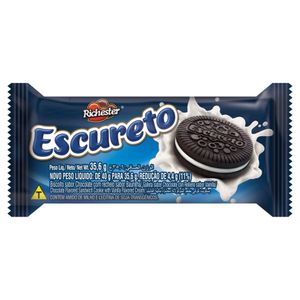 Biscoito Recheado Richester Escureto Chocolate Recheio Baunilha Pacote 35.6g