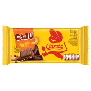 Chocolate em Barra Garoto ao Leite c/ Castanha-de-Caju 80g