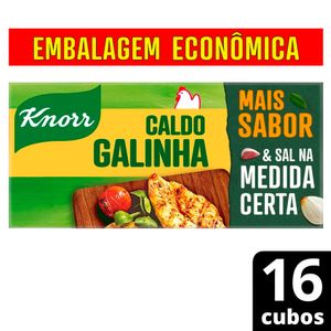 Caldo Knorr em Tablete Mais Sabor Galinha Caixa 152g c/ 16 Unid Embalagem Econômica