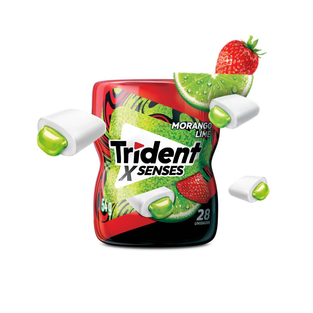 Chiclete Trident Xsenses Morango Lime s/ Açúcar garrafa 54g